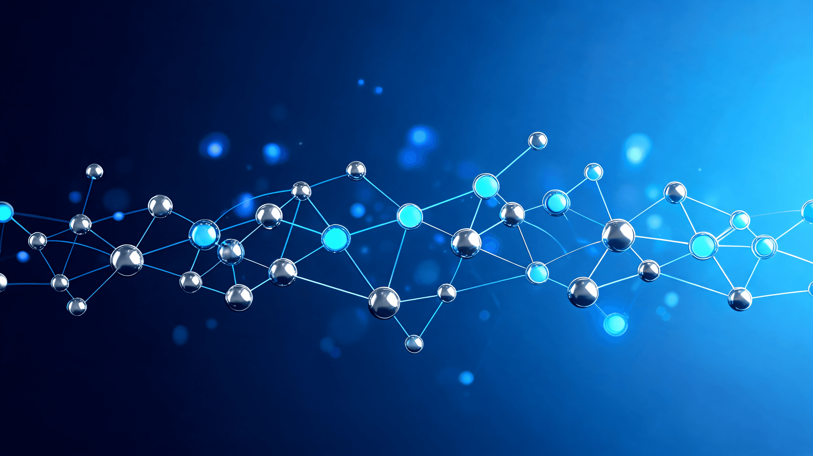 Abstract digital representation of an artificial intelligence agent network with nodes and connectio