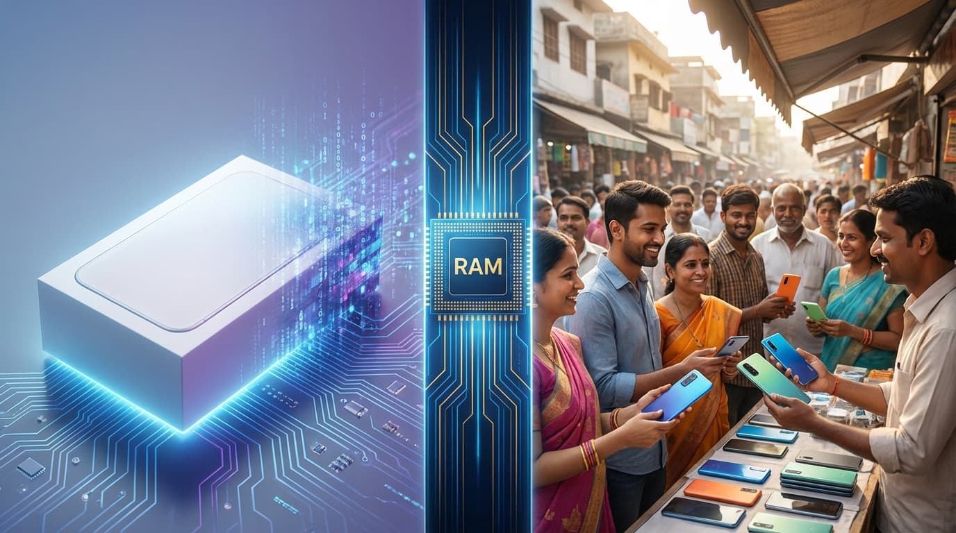 A split-screen visual: On the left, a luxury, minimalist white box representing an Apple product is