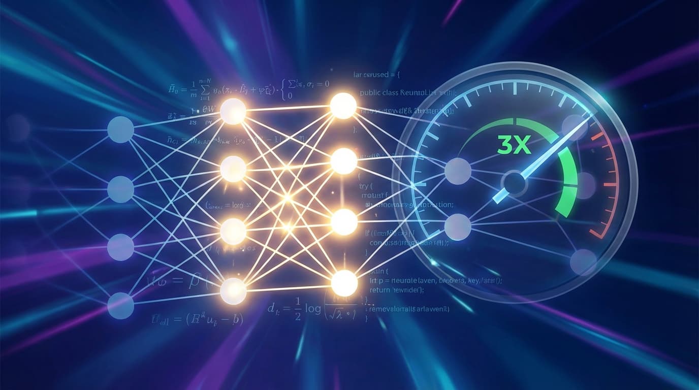 A 3D visualization of a neural network where certain nodes are glowing intensely, representing the '