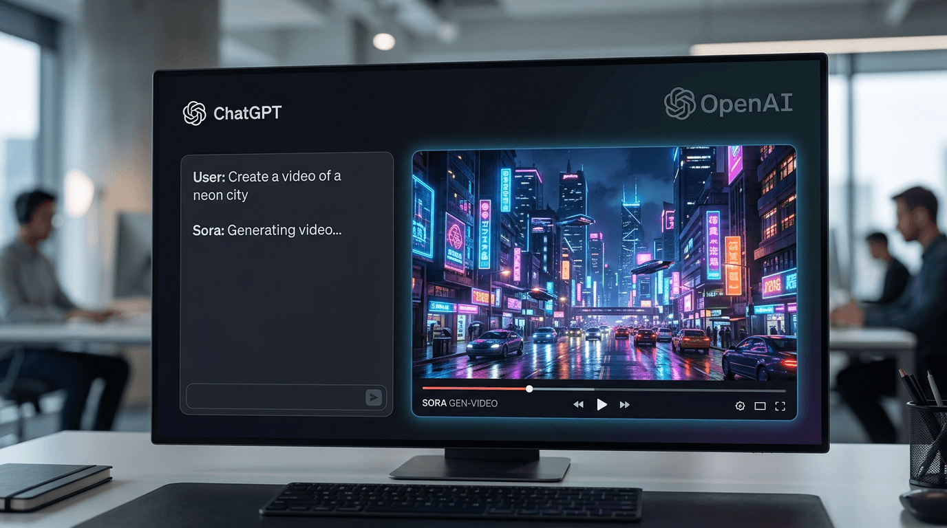 A modern, minimalist digital interface showing a ChatGPT conversation window where a user types 'Cre