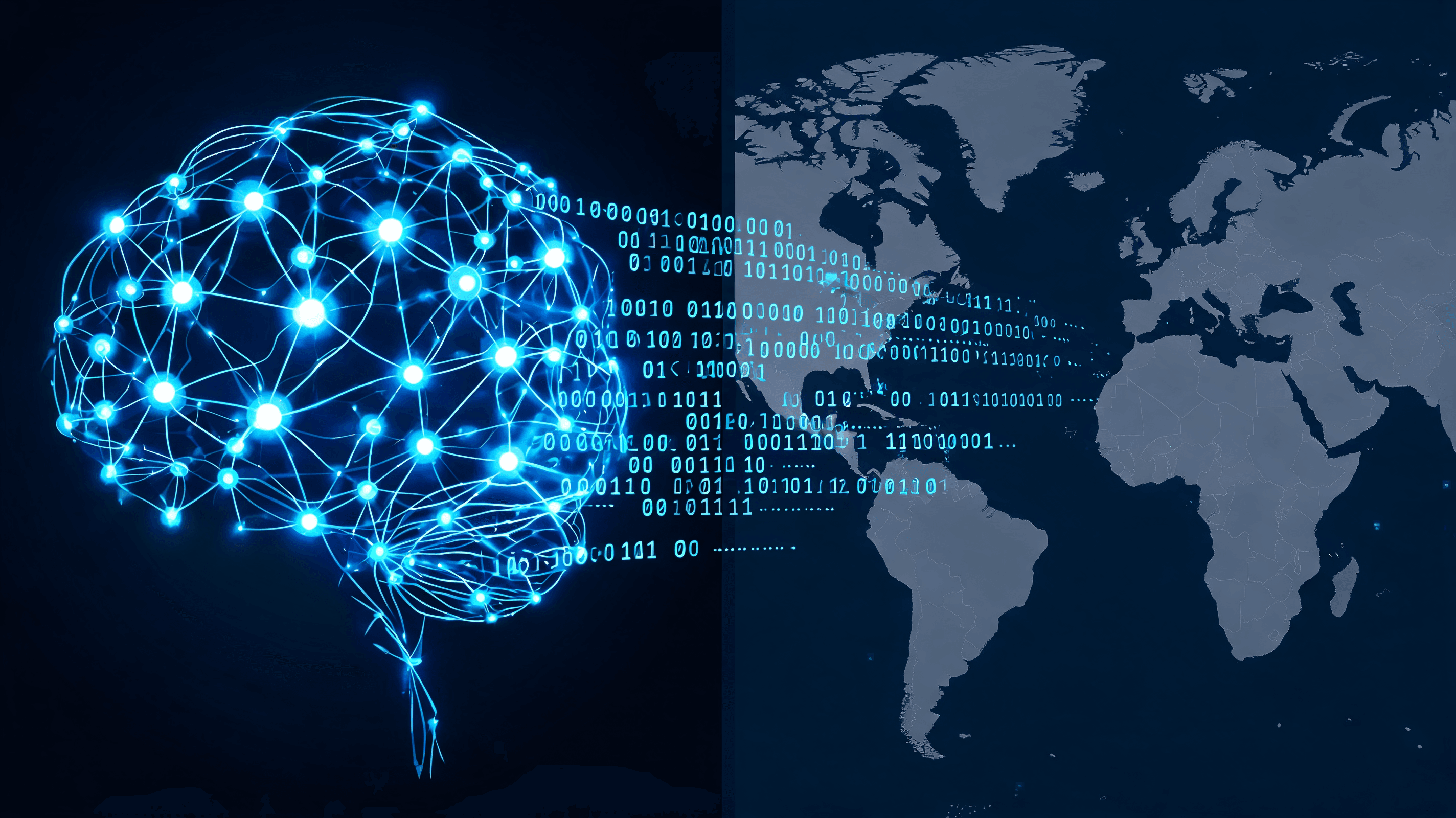 A conceptual split-screen image showing a high-tech glowing neural network on one side and a stylize